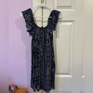 Geometric pattern off the shoulder dress (AQUA, S)